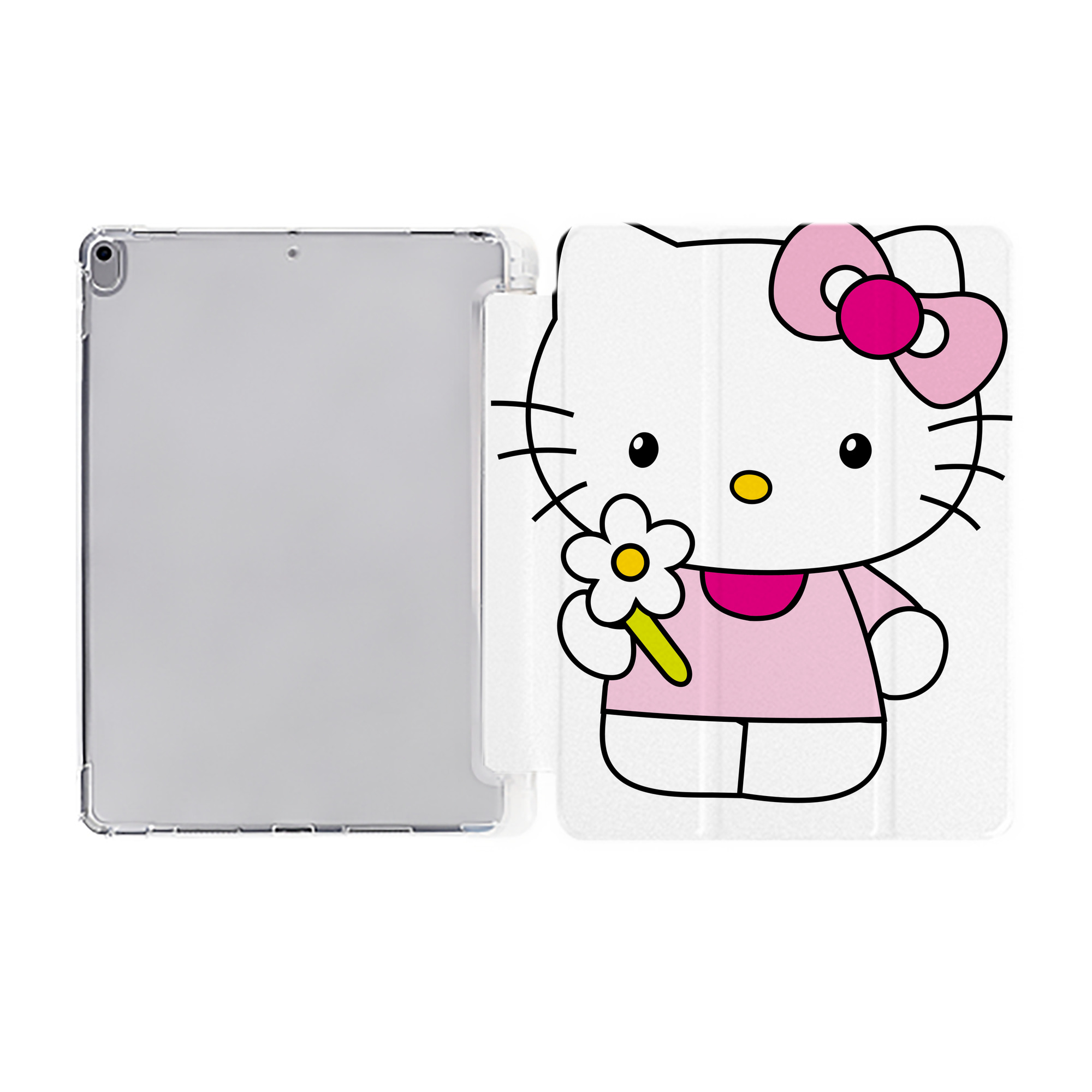 （画像用） Hello Kitty ハローキティ IPad ケース ペン収納付き 三つ折りスタンド PUレザー×シリコン 対応機種9.5/10.5/10.9インチ